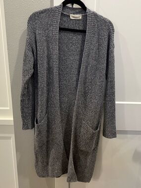 Mustard Seed Women’s Heather Gray Open-Front Long Cardigan, Ons Size